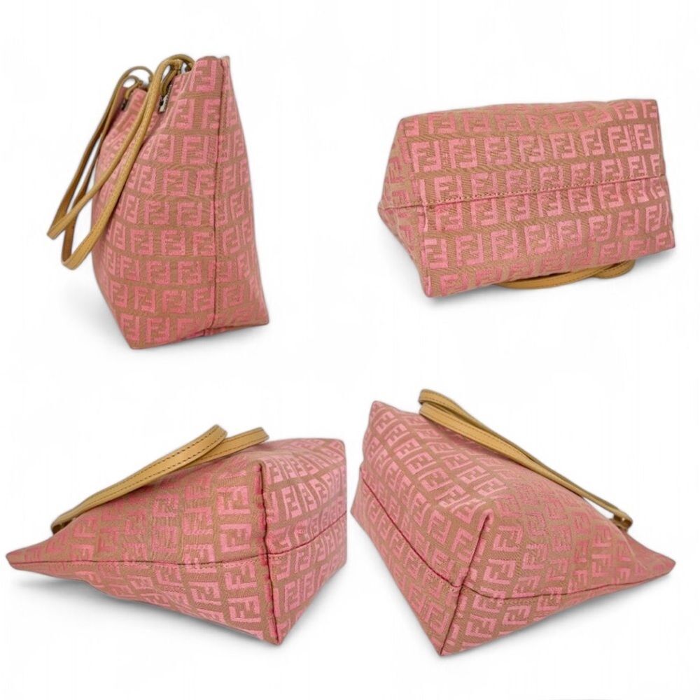Rare Vintage FENDI Pink Monogram FF Zucca Logo Embossed Canvas Top Handl… - Picture 6 of 14